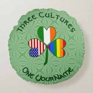 Hbtq-pride Irland USA Shamrock Flag Personlig Rund Kudde