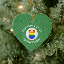 HBTQ-Pride Julängel Blond Namn År Hjärta Julgransprydnad Keramik