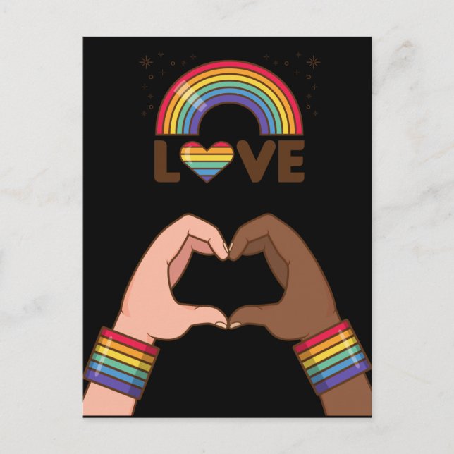 HBTQ+Pride. Kärlek regnbåge. Hjärta.     Vykort (Framsida)