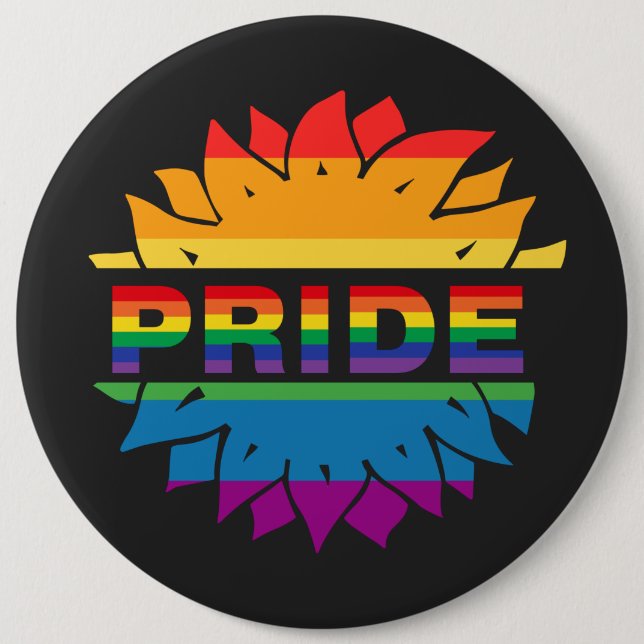 HBTQ+Pride kärlek. regnbågsblomma knappmagnet Knapp (Framsida)