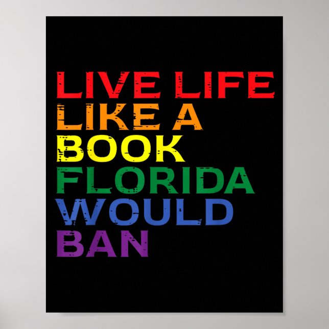HBTQ Pride Lev som bok Florida förbjuda regnbåge Poster (Framsidan)