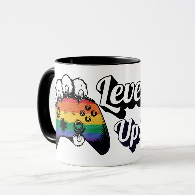 HBTQ Pride Level Up Tiger Paw Controller Mugg 2026 (Framsida vänster)