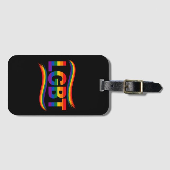 HBTQ+ Pride Regnbåge Typografi Design Bagagebricka (Framsida horisontal)