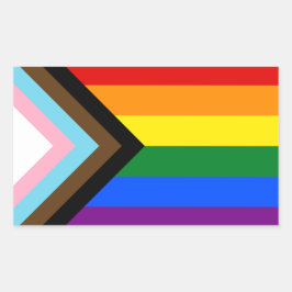 HBTQ & Pride - Regnbågsprogressflagga Rektangulärt Klistermärke