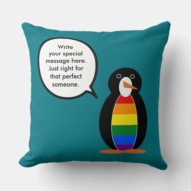 HBTQ Pride Talande Ms Pingvin Personlig Kudde (Framsida)