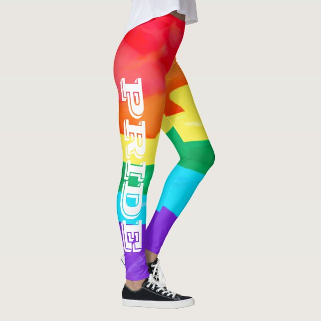 HBTQ Pride Vattenfärg Regnbågsflagga Leggings (Höger)