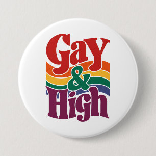 HBTQ-prideflagga för gay och högt retro Knapp