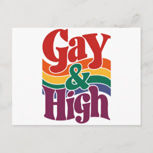 HBTQ-prideflagga för gay och högt retro Vykort