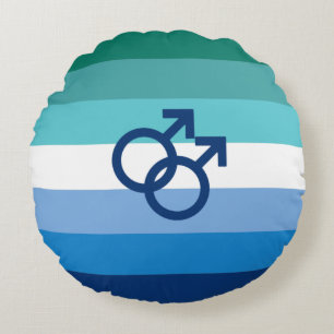 HBTQ Prideflagga för homosexuella män Rund Kudde