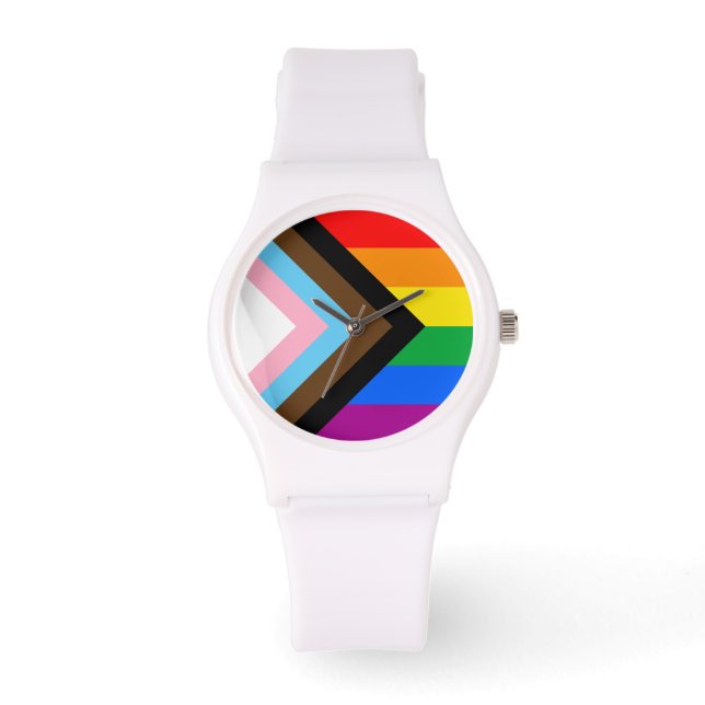 HBTQ+ Progress Pride Armbandsur (Framsida)