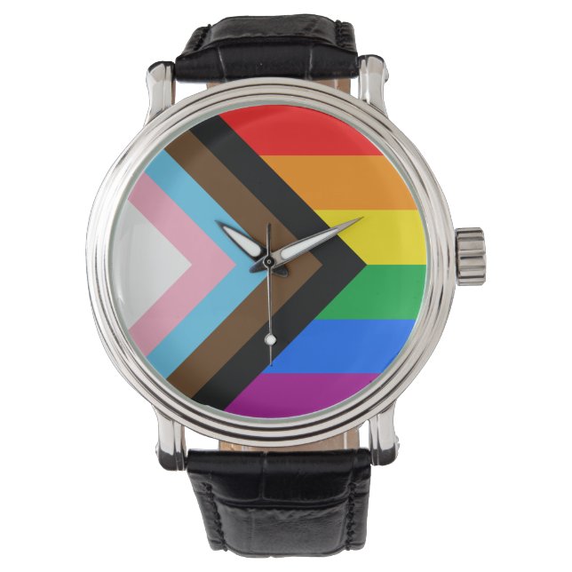 HBTQ+ Progress Pride Armbandsur (Framsida)