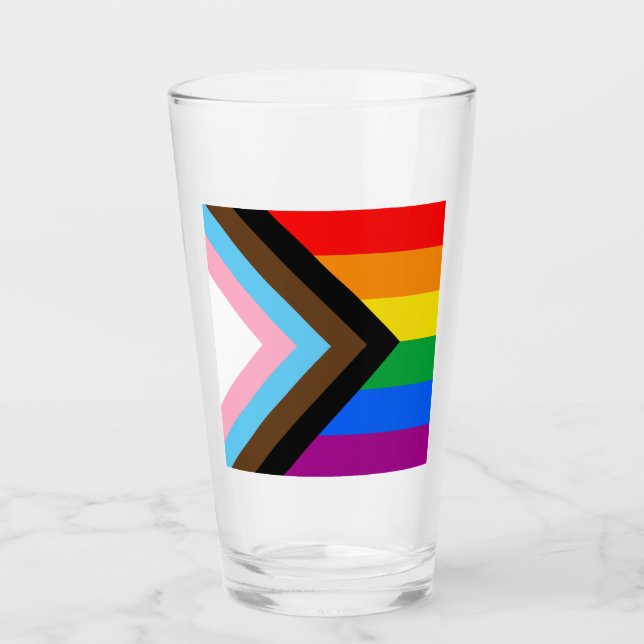 HBTQ+ Progress Pride Flagga Glaskopp (Framsida)