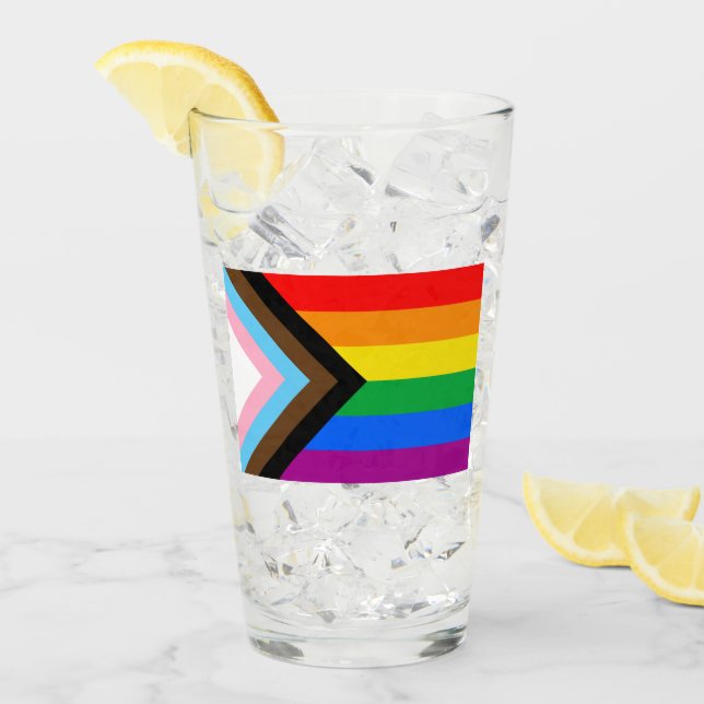 HBTQ+ Progress Pride Flagga Glaskopp (Framsida Ice)