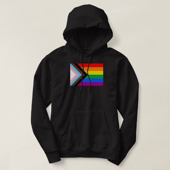 HBTQ+ Progress Pride Flagga Hoodie (Design framsida)