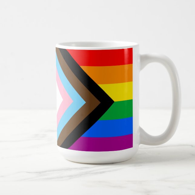 HBTQ+ Progress Pride Flagga Kaffemugg (Höger)