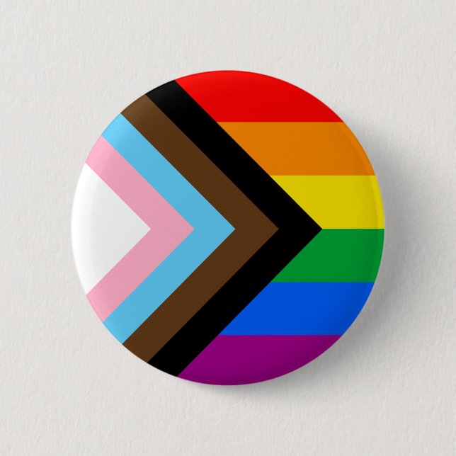 HBTQ+ Progress Pride Flagga Knapp (Framsida)