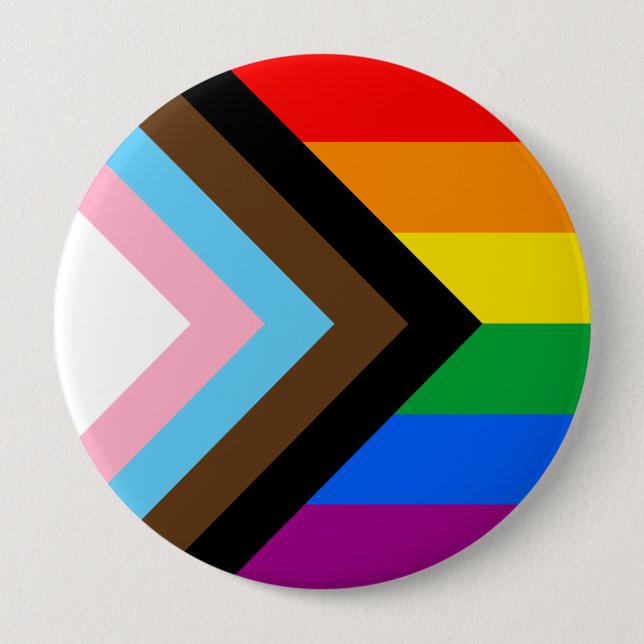 HBTQ+ Progress Pride Flagga Knapp (Framsida)