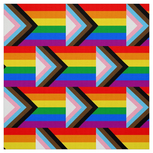 HBTQ+ Progress Pride Flagga Tyg (Provkarta)