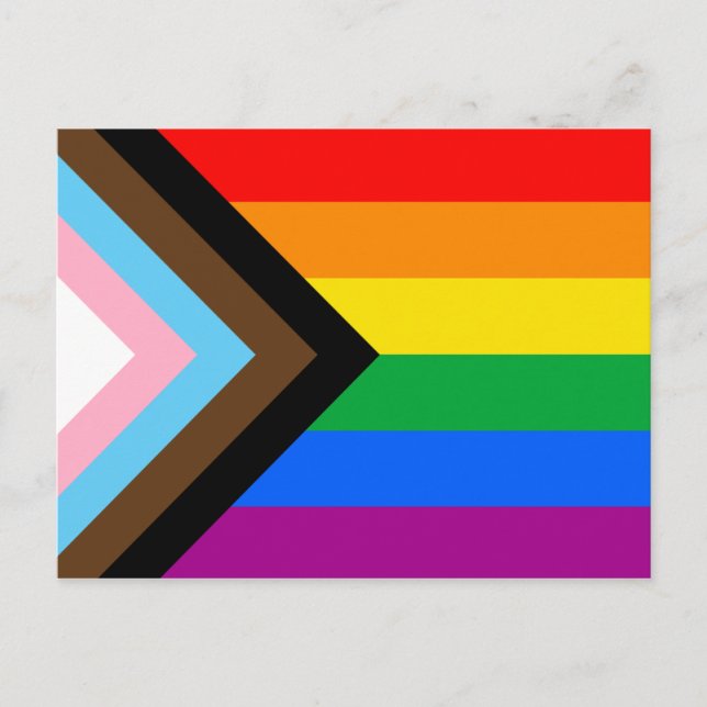 HBTQ+ Progress Pride Flagga Vykort (Framsida)