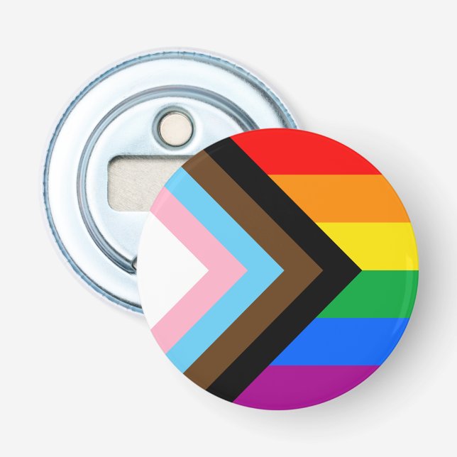 HBTQ+ Progress Pride Flasköppnare (Framsidan)