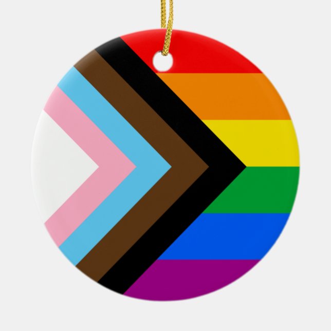 HBTQ+ Progress Pride Julgransprydnad Keramik (Framsidan)