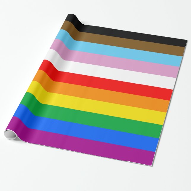 HBTQ+ Progress Pride-randigt presentpapper (Utrullad)