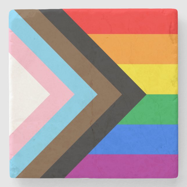 HBTQ+ Progress Pride Stenunderlägg (Framsidan)