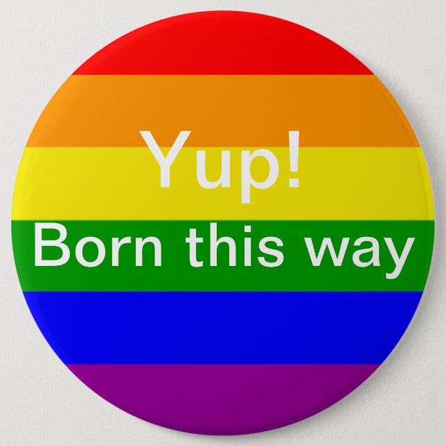 Hbtq-pröjs ja du är född så Regenbågsflagga Knapp (Framsida)