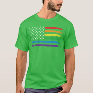 HBTQ regnbåge amerikansk flagga LGBTQ 4 juli gay P T Shirt