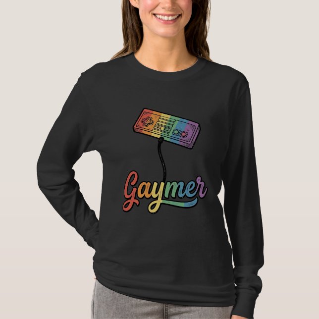 HBTQ-regnbåge Gamer Vector T-shirt Design_1 (Framsida)
