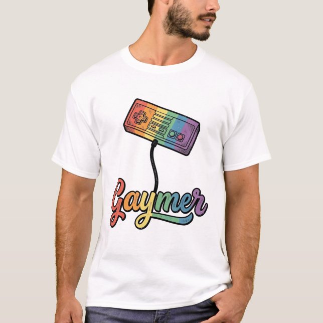 HBTQ-regnbåge Gamer Vector T-shirt Design_1 (Framsida)