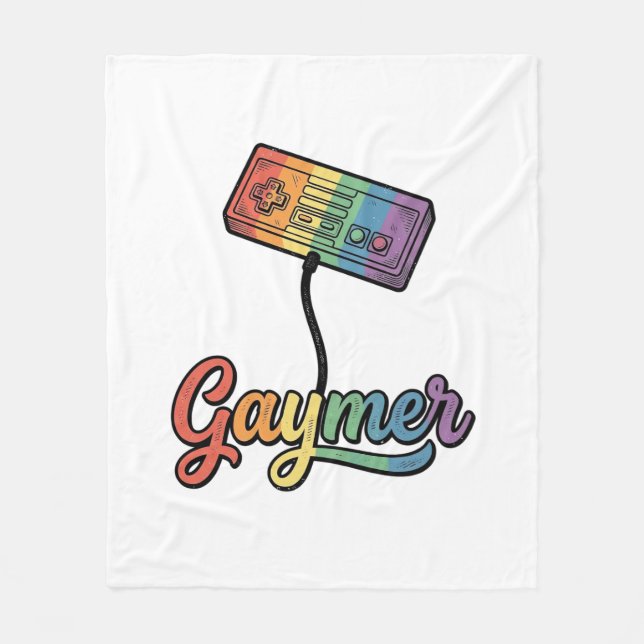 HBTQ-regnbåge Gamer Vector T-Shirt Design_1 Fleecefilt (Framsidan)