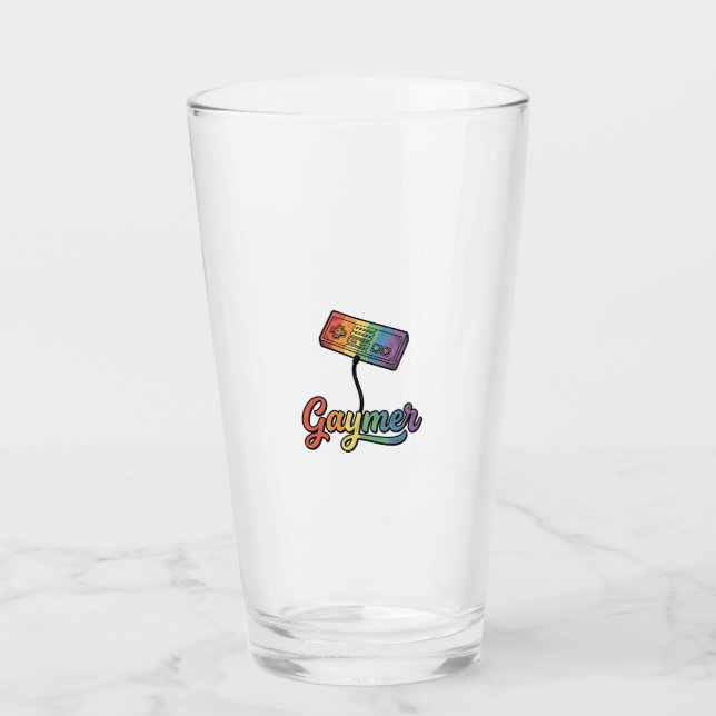 HBTQ-regnbåge Gamer Vector T-shirt Design_1 Glaskopp (Framsida)