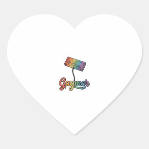Hbtq-regnbåge Gamer Vector T-Shirt Design_1 Hjärtformat Klistermärke