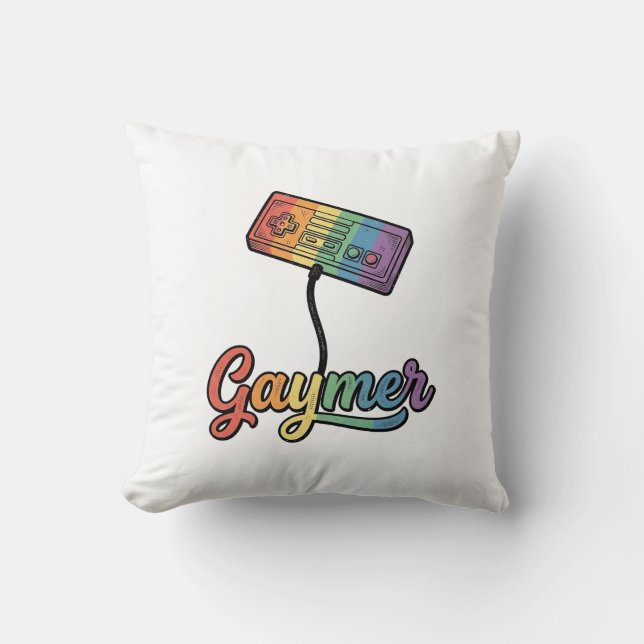 HBTQ-regnbåge Gamer Vector T-Shirt Design_1 Kudde (Framsida)