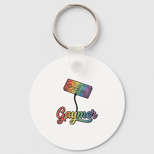 HBTQ-regnbåge Gamer Vector T-Shirt Design_1 Nyckelring (Framsida)