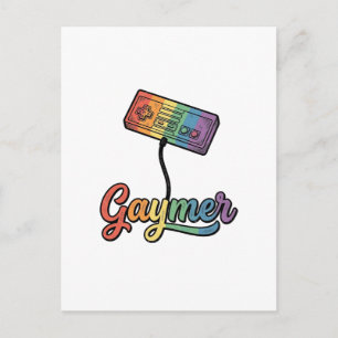 HBTQ-regnbåge Gamer Vector T-Shirt Design_1 Vykort
