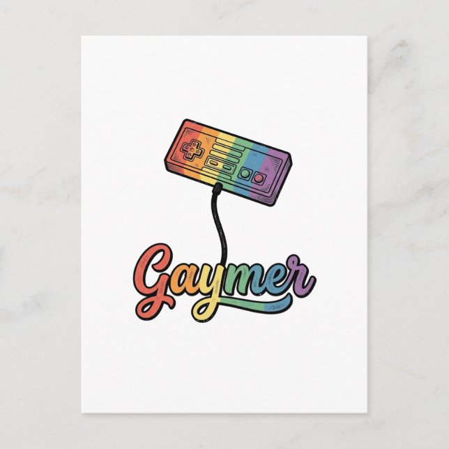 HBTQ-regnbåge Gamer Vector T-Shirt Design_1 Vykort (Framsida)