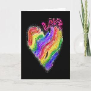 HBTQ regnbåge hjärta "Kärlek" Kort