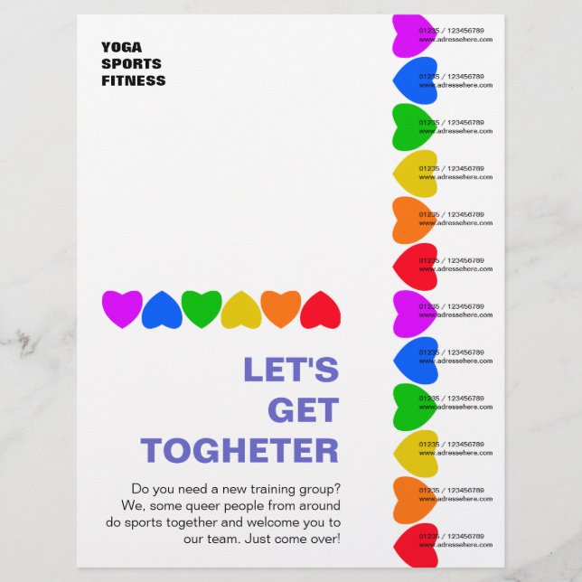Hbtq-regnbåge-hjärta-linje-folder Reklamblad (Framsidan)