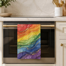 HBTQ-regnbåge i marmor Kökshandduk