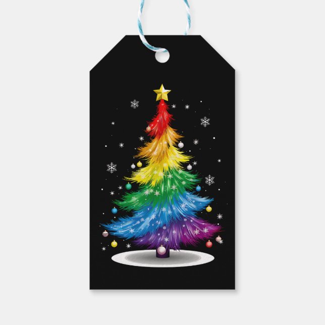 HBTQ regnbåge julgran glädje jul Presentetikett (Baksidan)