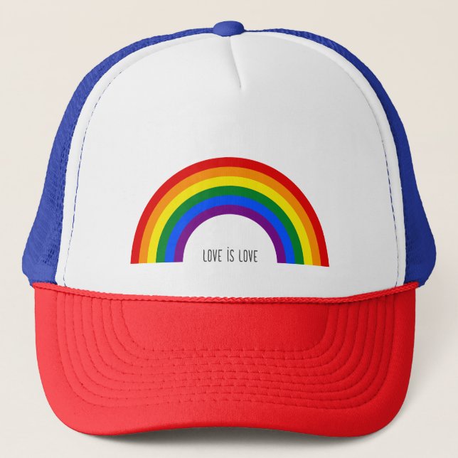 Hbtq-regnbåge. Kärlek är kärlek. Keps (Framsida)