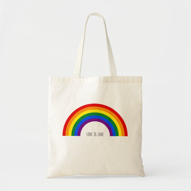 Hbtq-regnbåge. Kärlek är kärlek. Tygkasse (Framsidan)