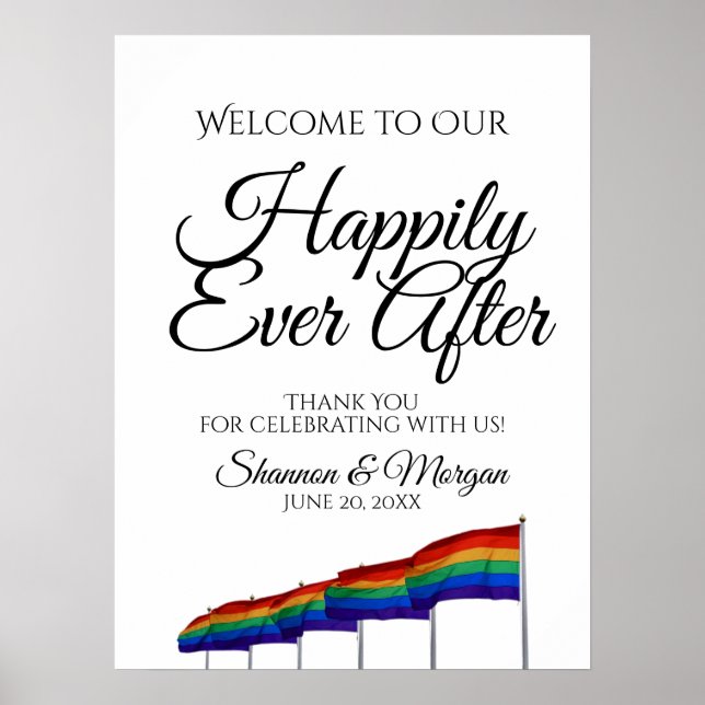 HBTQ-regnbågsbröllop Välkomstskylt Poster (Framsidan)