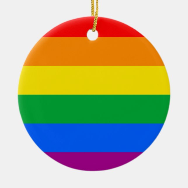 HBTQ+ regnbågsfana Julgransprydnad Keramik (Framsidan)
