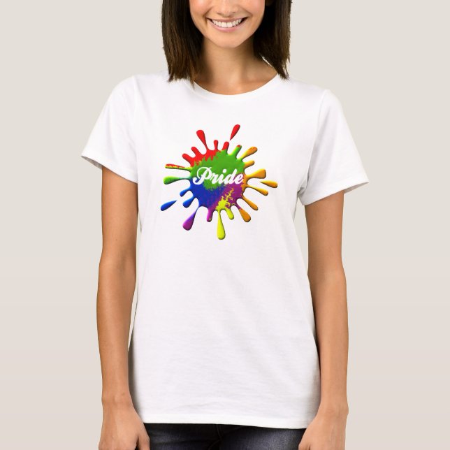 Hbtq-regnbågsflagga Färger Splash T-shirt (Framsida)