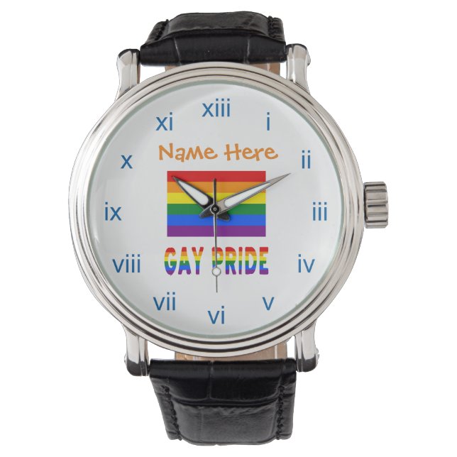 Hbtq-regnbågsflagga för män  armbandsur (Framsida)