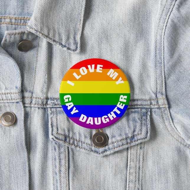 Hbtq-regnbågsflagga Jag älskar min HBTQ-dotter Knapp (In Situ)