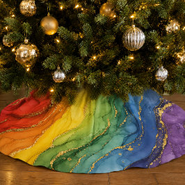 HBTQ regnbågsmarmor Julgransmatta Borstad Polyester